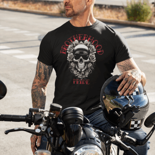 Brotherhood Pride Skull Graphic motorcycle T-Shirt - Unisex Softstyle Tee