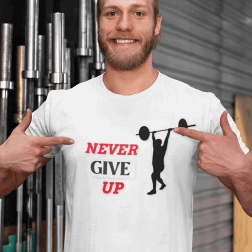 Motivational Fitness T-Shirt - 'Never Give Up'