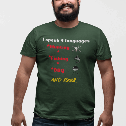 Four Languages outdoorsman speak tshirt
