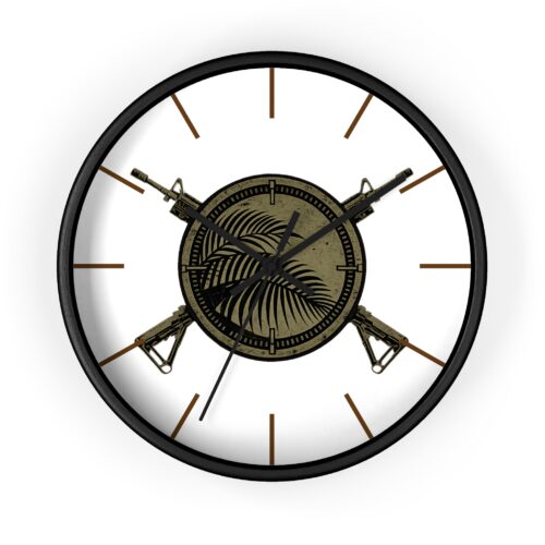 Tactical Palm Shield Wall Clock — Military Emblem Decorative Clock