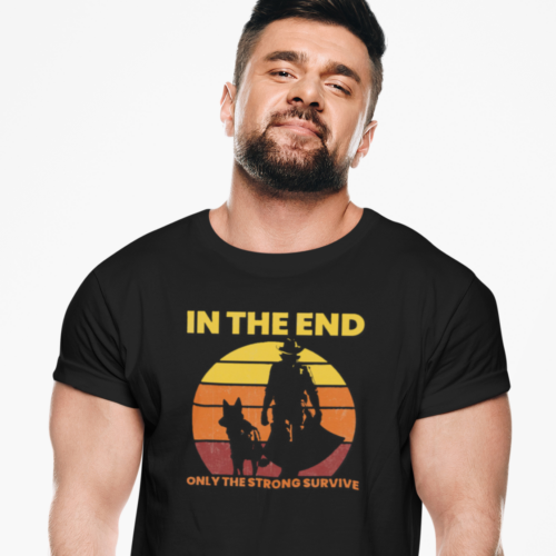 "In The End Sunset" Survivor T-Shirt — "Only The Strong Survive" Vintage Western Tee